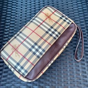 BURBERRY Haymarket wristlet cosmetics toiletry